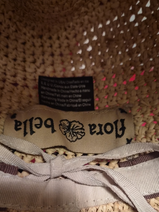 Flora Bella Woven Straw Sun Hat with shell and bead leather strapTie main image 8